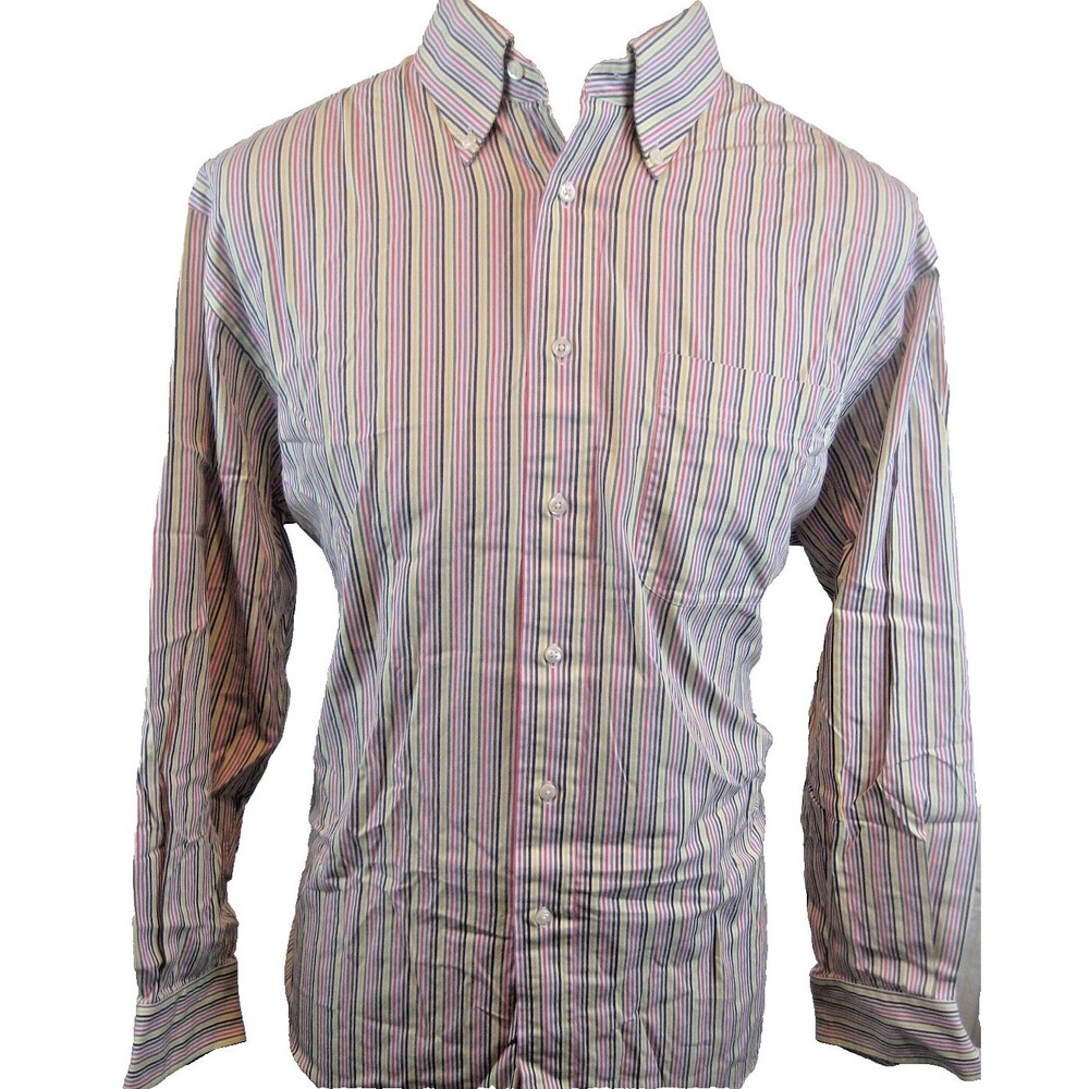 Mens Nordstrom Multicolor Stripe LS Casual Shirt sz 17x33